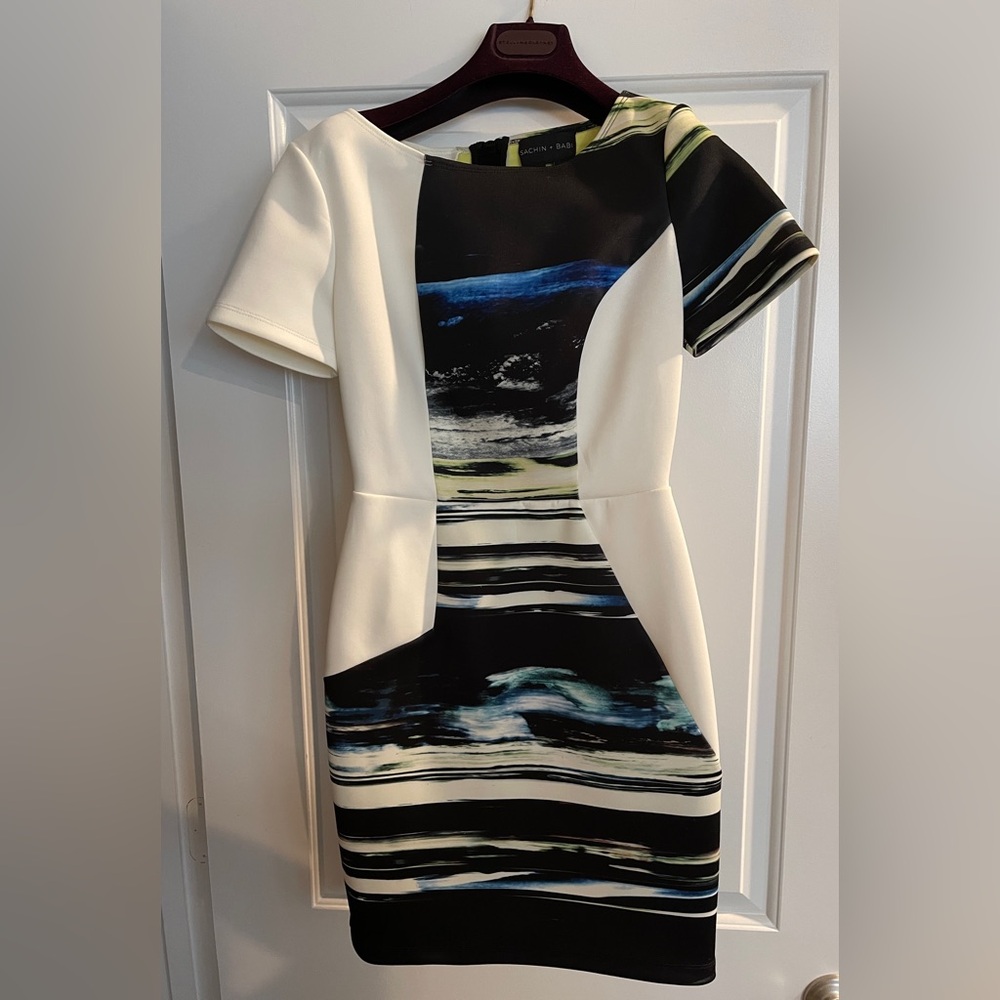 Sachin + Babi Cream and Black Dress
